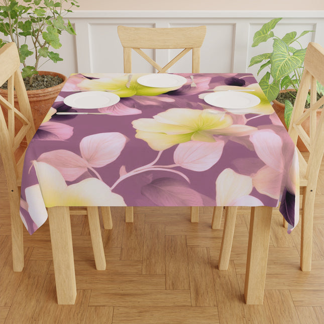 Lemon Blossom Floral Bunch Tablecloth, 55" x 55"