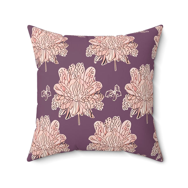Pink Floral Butterflies 20" x 20" Faux Suede Square Pillow
