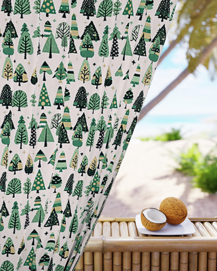 Mini Vintage Green Trees Window Curtain, 50" x  84", blackout