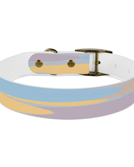 Pastel Baby Blue and Peach Patches Medium Dog Collar