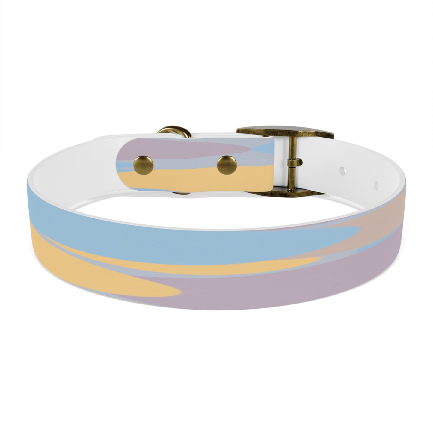 Pastel Baby Blue and Peach Patches Medium Dog Collar