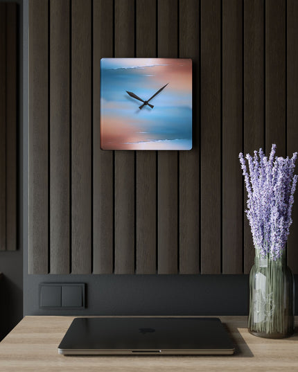 Blue Sea Peach Fog Acrylic Wall Clock, Round or Square, 10.75" x 10.75"