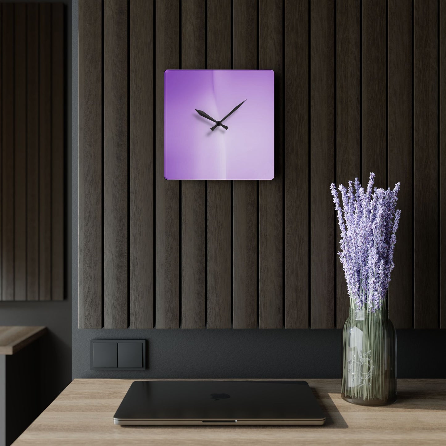 Soft Lavender Fade Acrylic Wall Clock, Round or Square, 10.75" x 10.75"