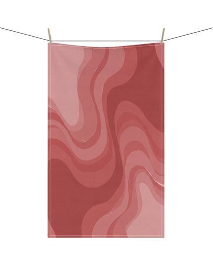 Power Red Wavey Tea Towels (cotton, poly), 18" x "30
