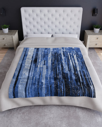 Striped Deep Blue 50" x 60" Crushed Velvet Blanket
