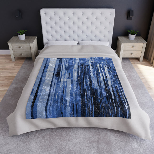 Striped Deep Blue 50" x 60" Crushed Velvet Blanket