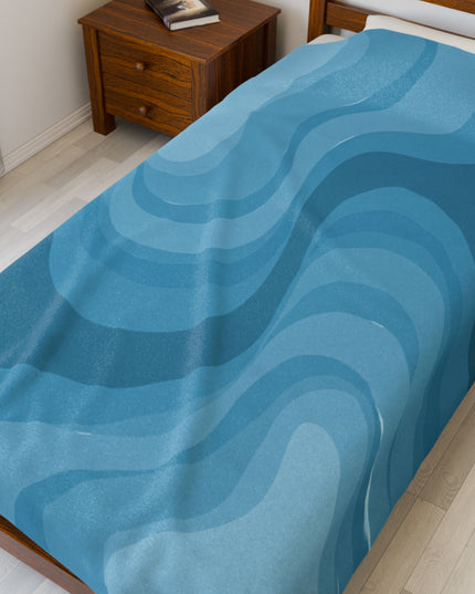 Sky Blue Wavey Velveteen Plush Blanket, 60" x 80"
