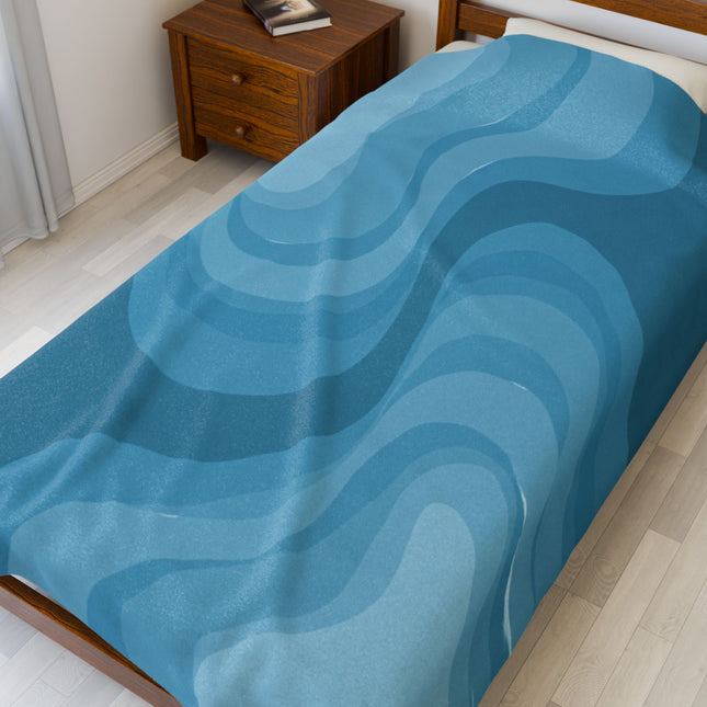 Sky Blue Wavey Velveteen Plush Blanket, 60" x 80"