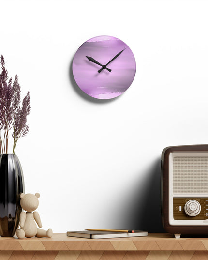 Dark Pink Sea Amethyst Fog Acrylic Round Wall Clock, 8" x 8"