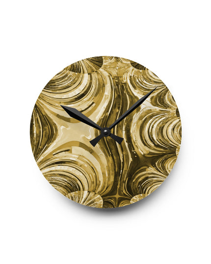 Uzi Spiral Light Brown Acrylic Round Wall Clock, 8" x 8"