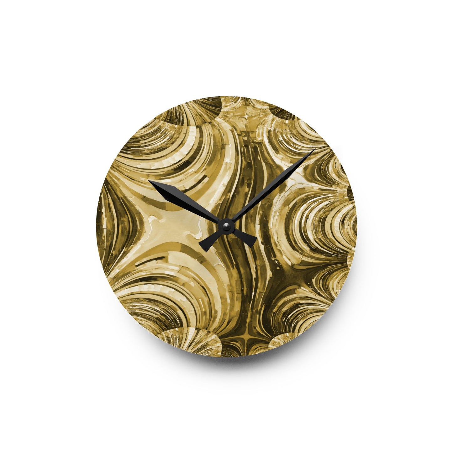 Uzi Spiral Light Brown Acrylic Round Wall Clock, 8" x 8"