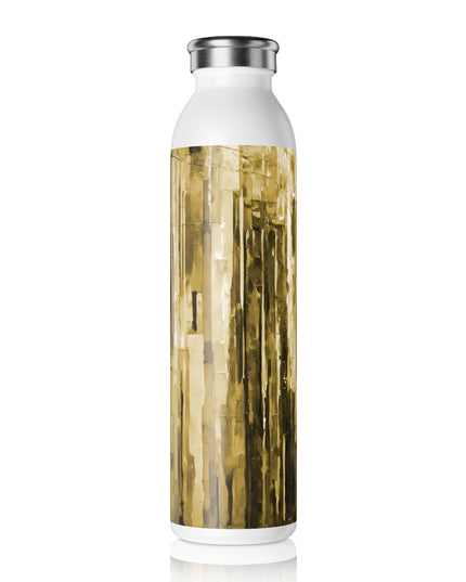 Striped Light Brown Slim Water Bottle, 20 oz White