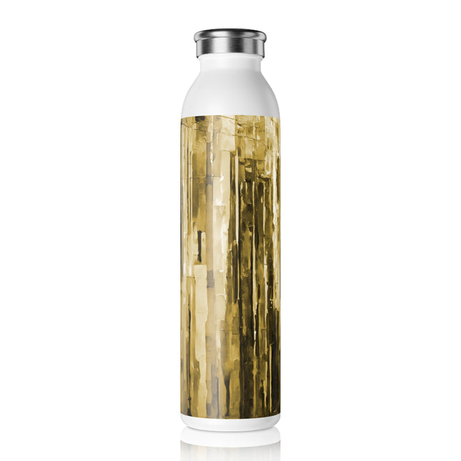Striped Light Brown Slim Water Bottle, 20 oz White