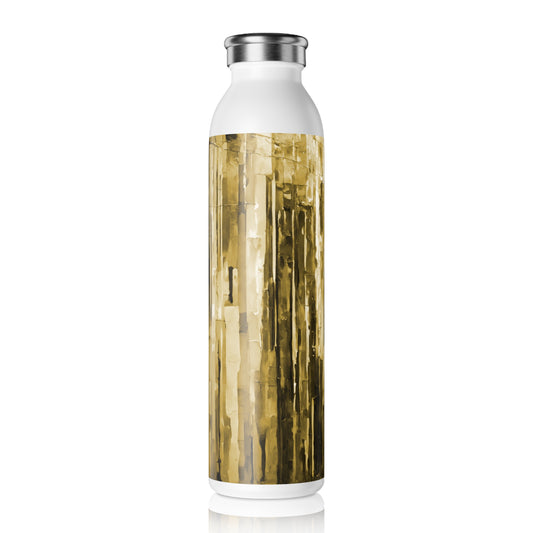 Striped Light Brown Slim Water Bottle, 20 oz White