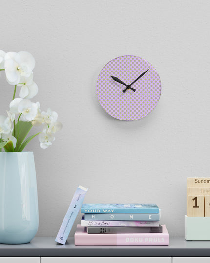 Magenta Star-crossed Bodies Acrylic Round Wall Clock, 8" x 8"