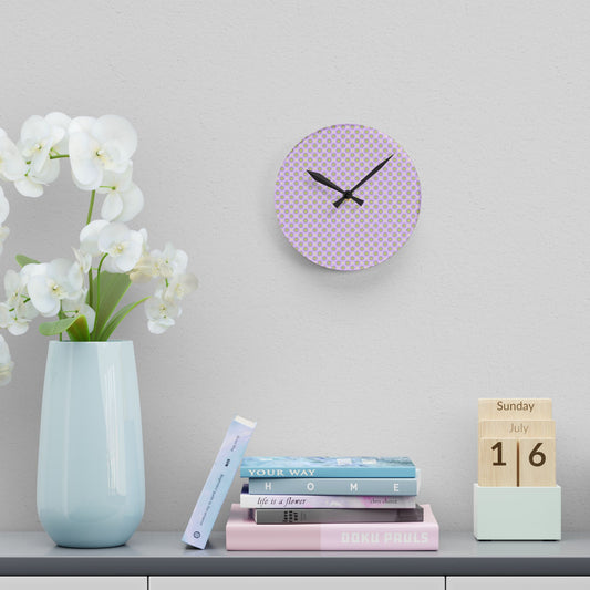 Magenta Star-crossed Bodies Acrylic Round Wall Clock, 8" x 8"