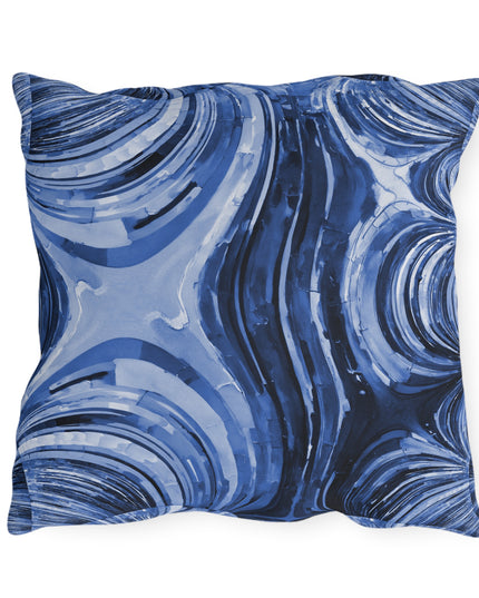 Uzi Spiral Deep Blue Outdoor Pillow, 18" x 18"