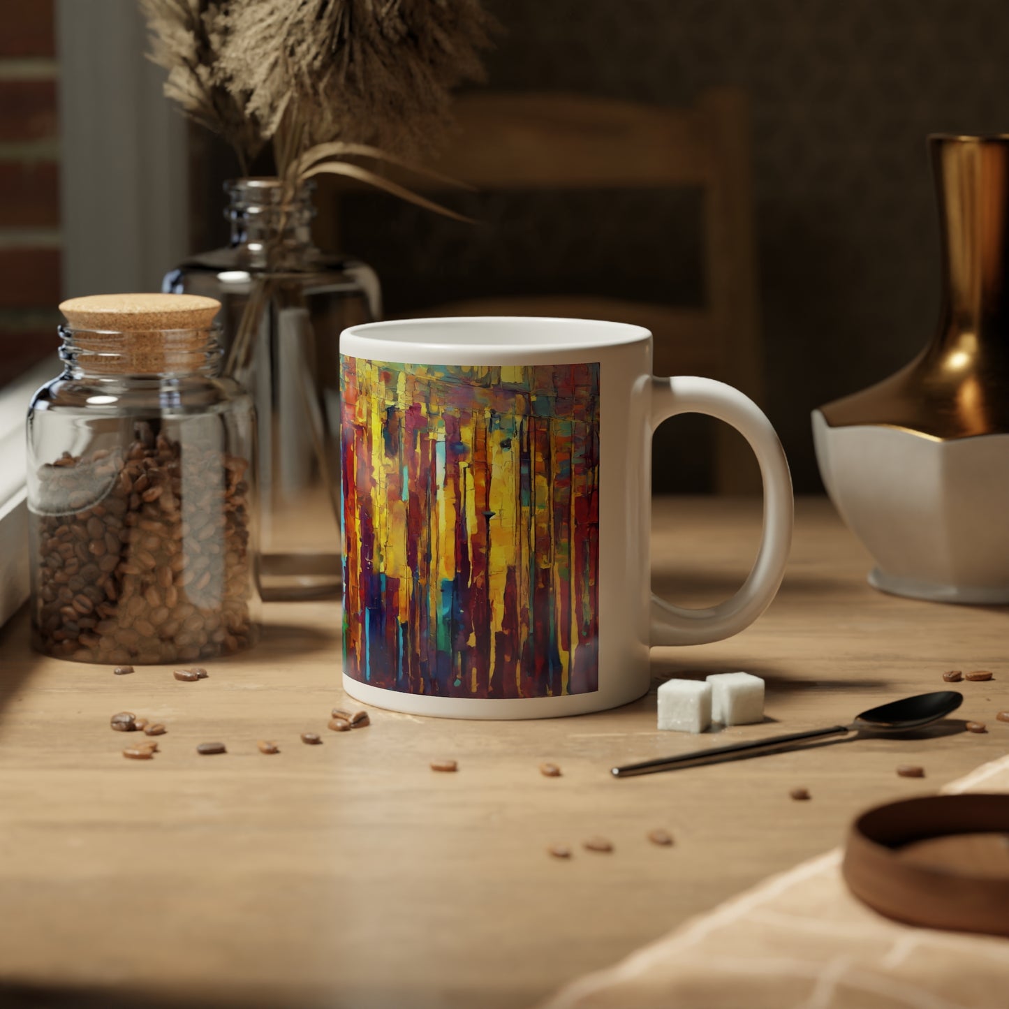 Striped Alpha 20 oz White Glossy Jumbo Mug