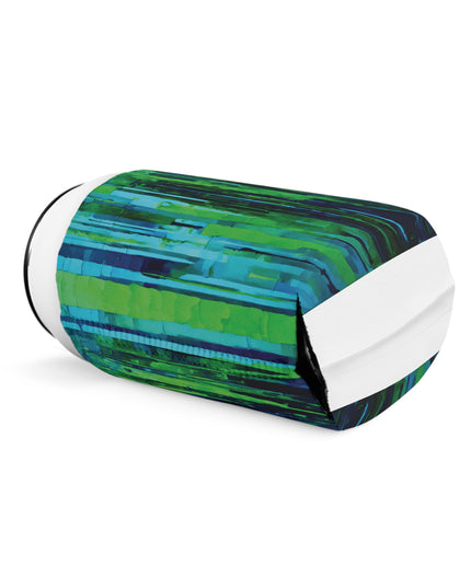 Striped Blue Green 12 oz Can Cooler Sleeve