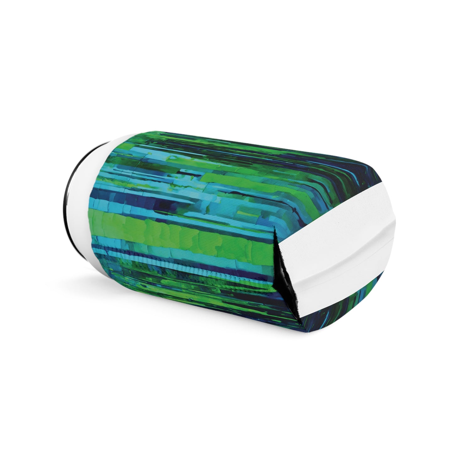 Striped Blue Green 12 oz Can Cooler Sleeve