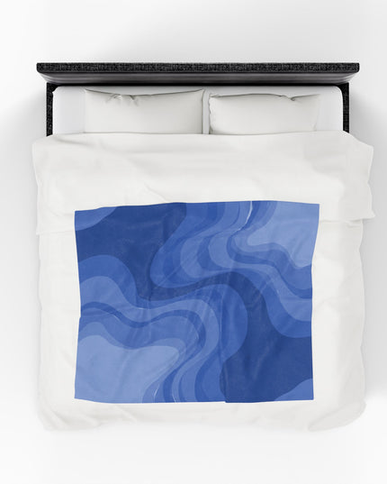 Deep Blue Wavey Velveteen Plush Blanket, 50" x 60"