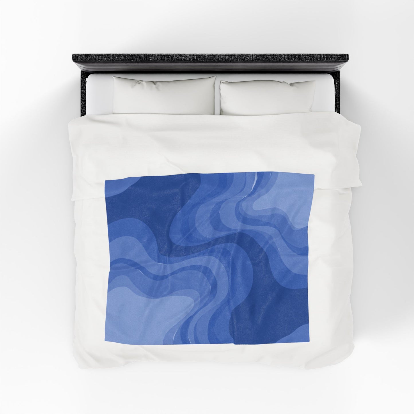 Deep Blue Wavey Velveteen Plush Blanket, 50" x 60"