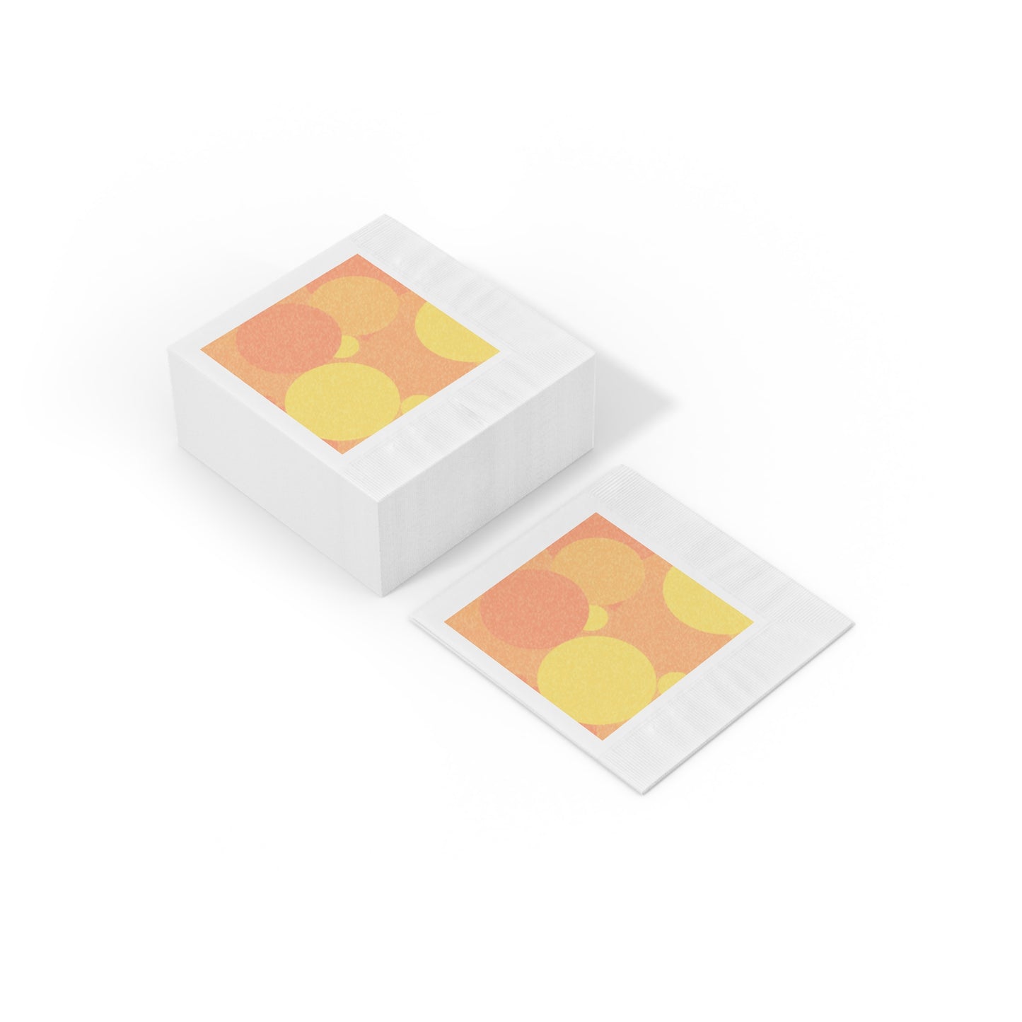 Pastel Bright Oranges Patches White Coined Napkins, 6.5" x 6.5"