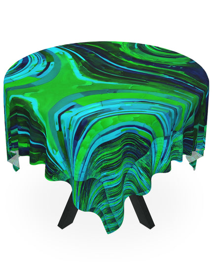 Uzi Spiral Blue Green Tablecloth, 55" x 55"