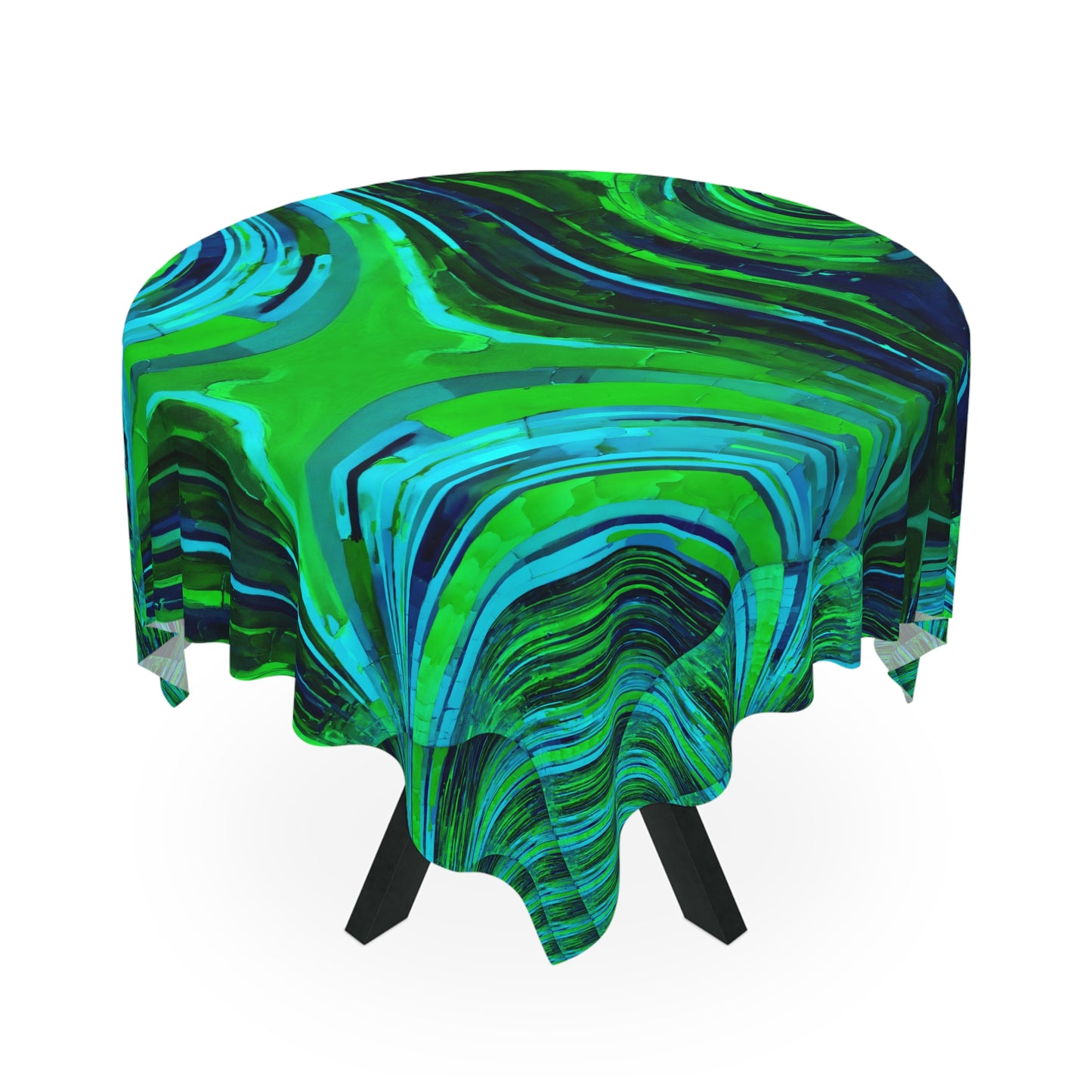 Uzi Spiral Blue Green Tablecloth, 55" x 55"