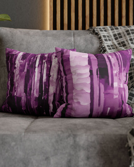 Striped Powder Lavender Spun Polyester Square Pillowcase, 14" x 14"