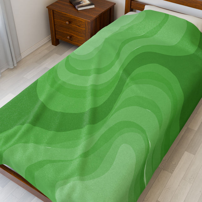 Greenie Meanie Wavey Velveteen Plush Blanket, 60" x 80"