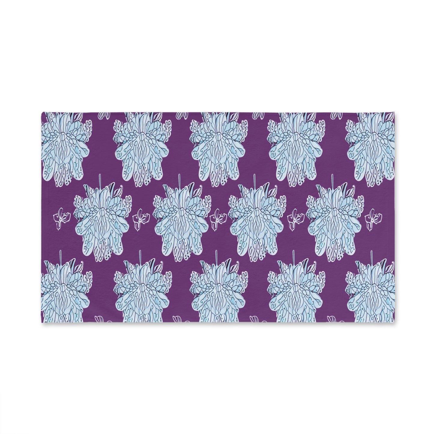 Blue Floral Butterflies Hand Towel, 16" x 28"