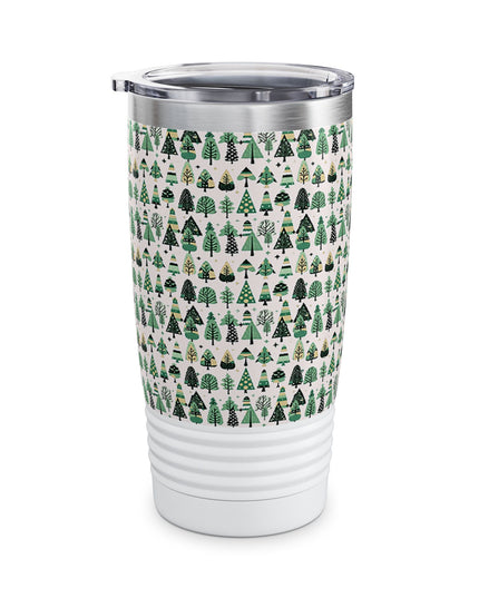 Mini Vintage Green Trees Ringneck Tumbler, 20oz in white
