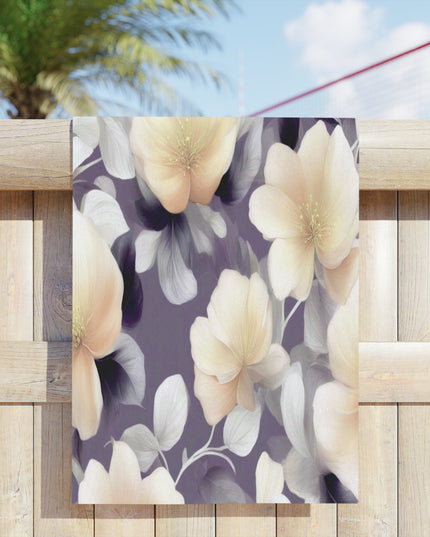 White Blush Floral Bunch Beach Towel, 24" x 44"