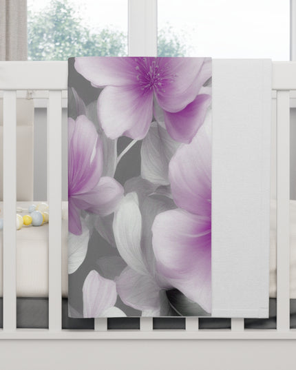 Purple Blossom Floral Bunch Soft Fleece Baby Blanket, 30" x 40"