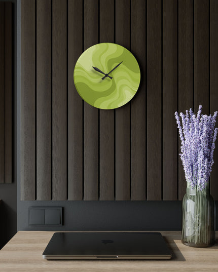 Lemon Wavey 10.75" x 10.75" Round or Square Acrylic Wall Clock