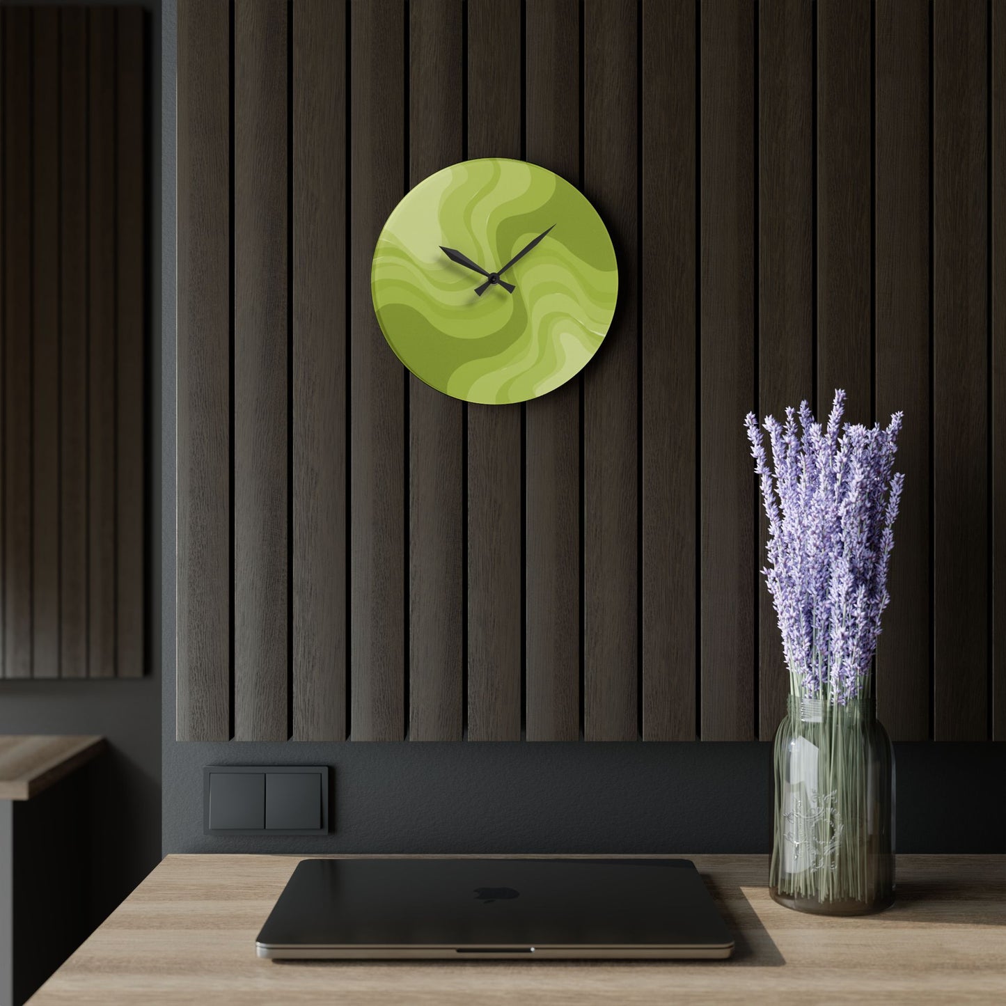 Lemon Wavey 10.75" x 10.75" Round or Square Acrylic Wall Clock