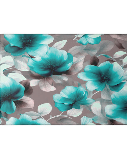 Tif Green Gray Floral Bunch Glass Cutting Board, 8" x 11"