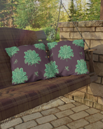 Mint Green Floral Butterflies 20" x 20" Outdoor Pillow