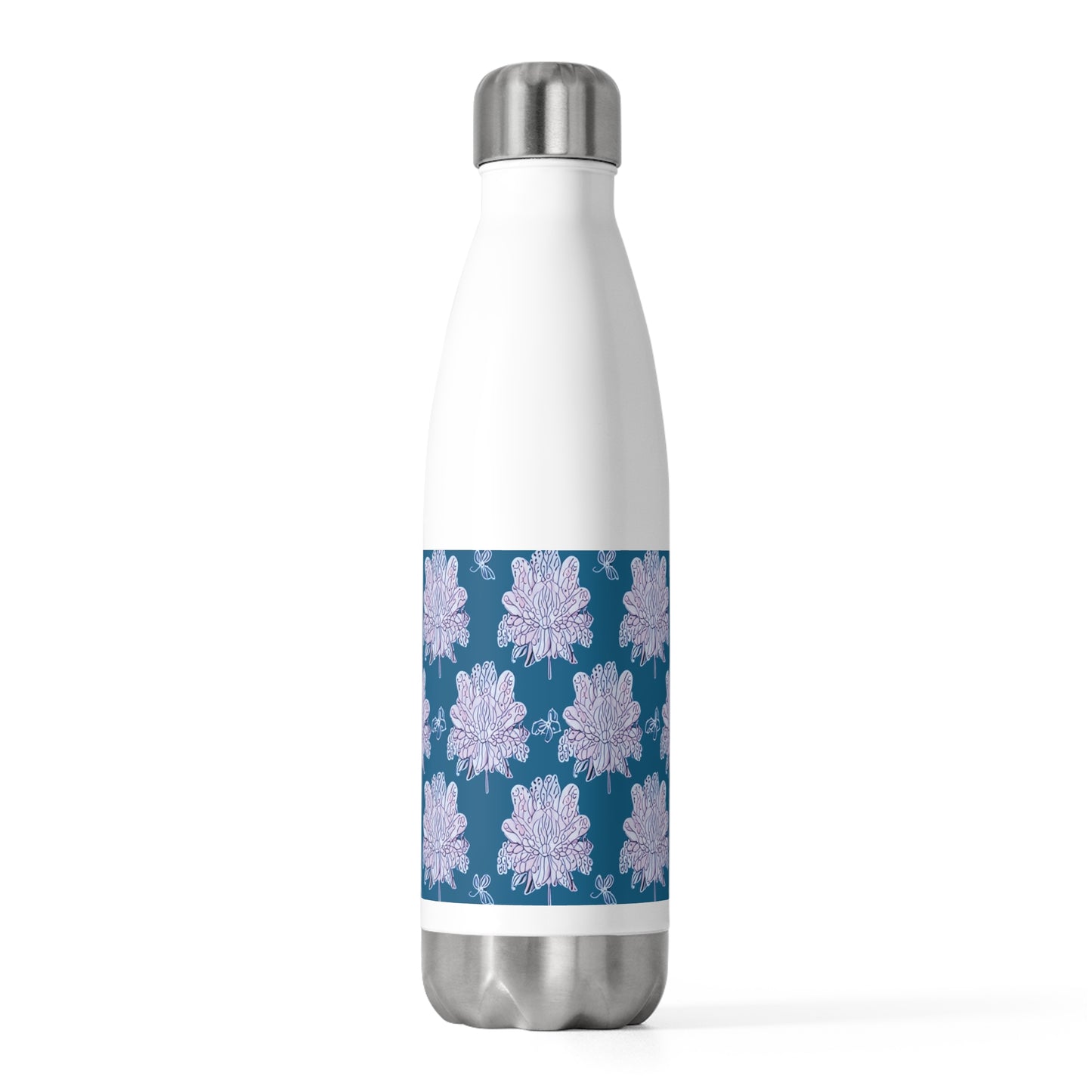 Lavender Floral Butterflies 20oz Insulated Water Bottle