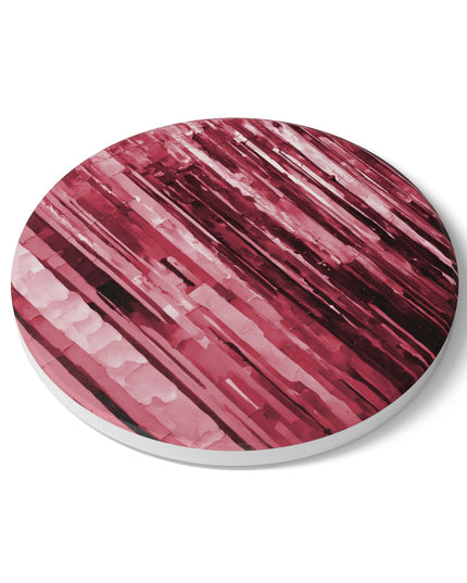 Striped Ruby 4" x 4" Round Ceramic Coaster