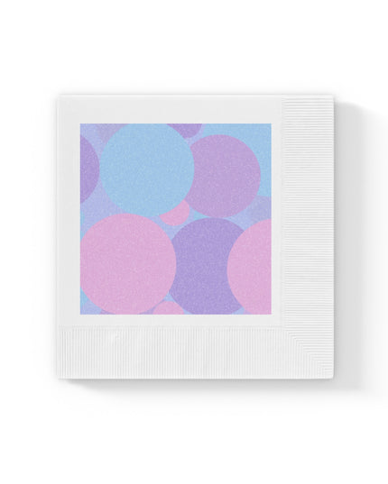 Pastel Purple and Mauve Patches White Coined Napkins, 6.5" x 6.5"