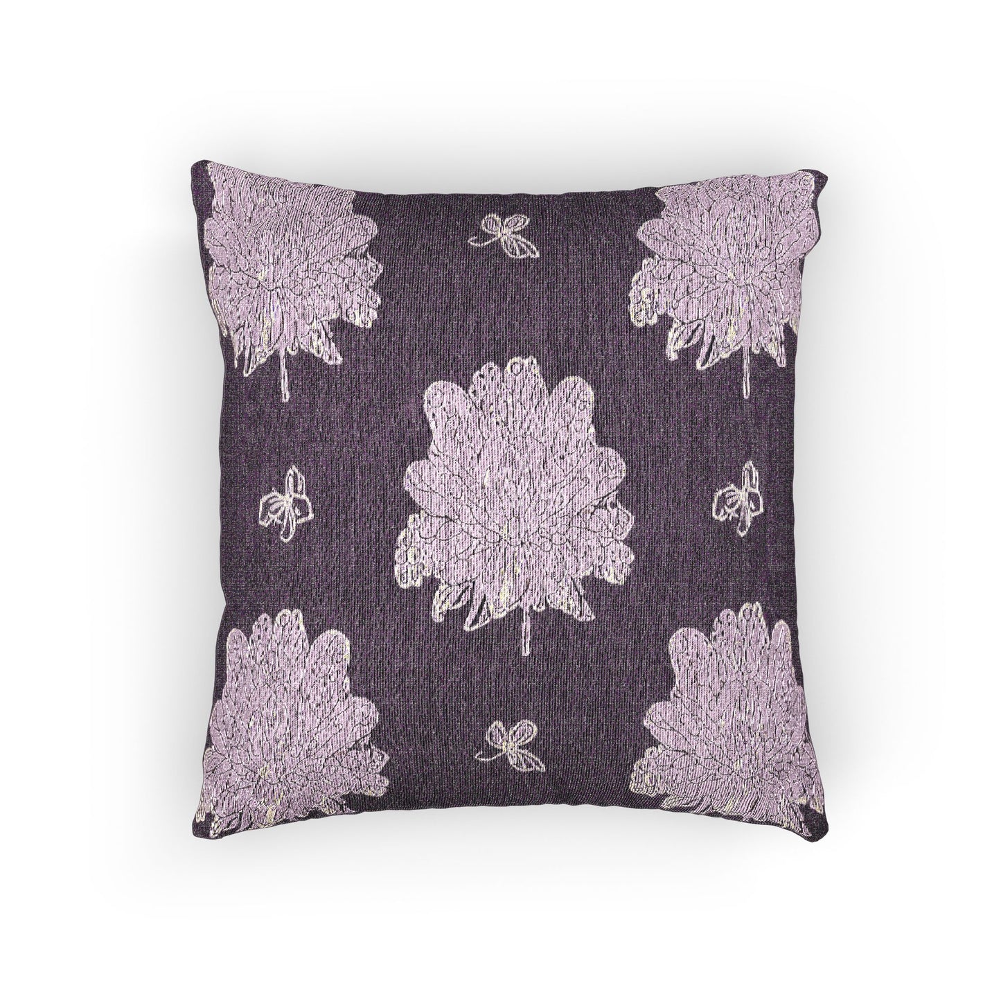 Magenta Floral Butterflies Woven Pillow, 17" x 18"