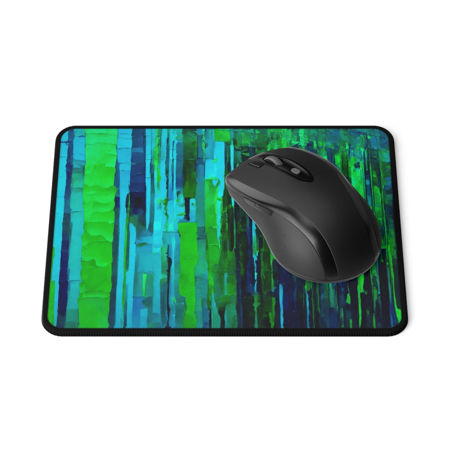 Striped Blue Green Non-Slip Gaming Mouse Pad, 9.5" X 8" Rectangle
