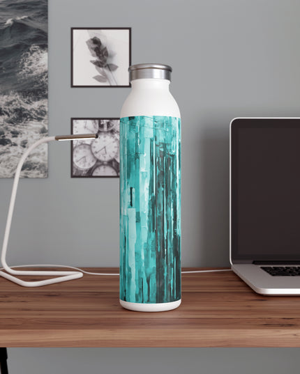 Striped Tif Slim Water Bottle, 20 oz White