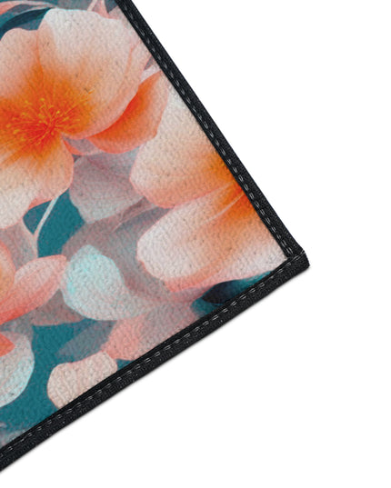 Orange Blossom Floral Bunch Heavy Duty Floor Mat, 18" x 27"