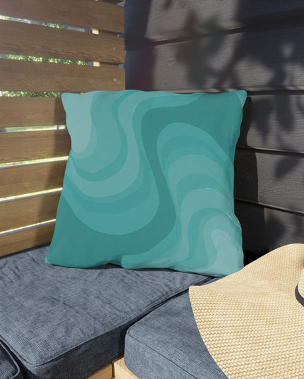 Tif Green Wavey 18" x 18" Outdoor Pillow