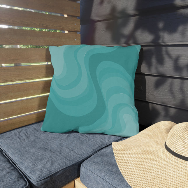 Tif Green Wavey 18" x 18" Outdoor Pillow
