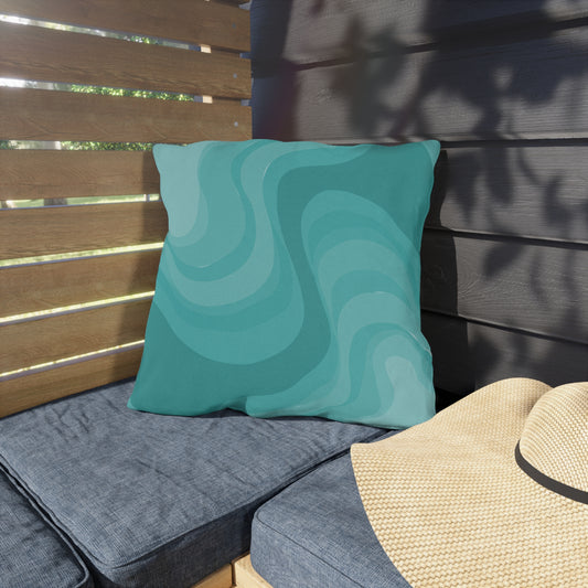 Tif Green Wavey 18" x 18" Outdoor Pillow