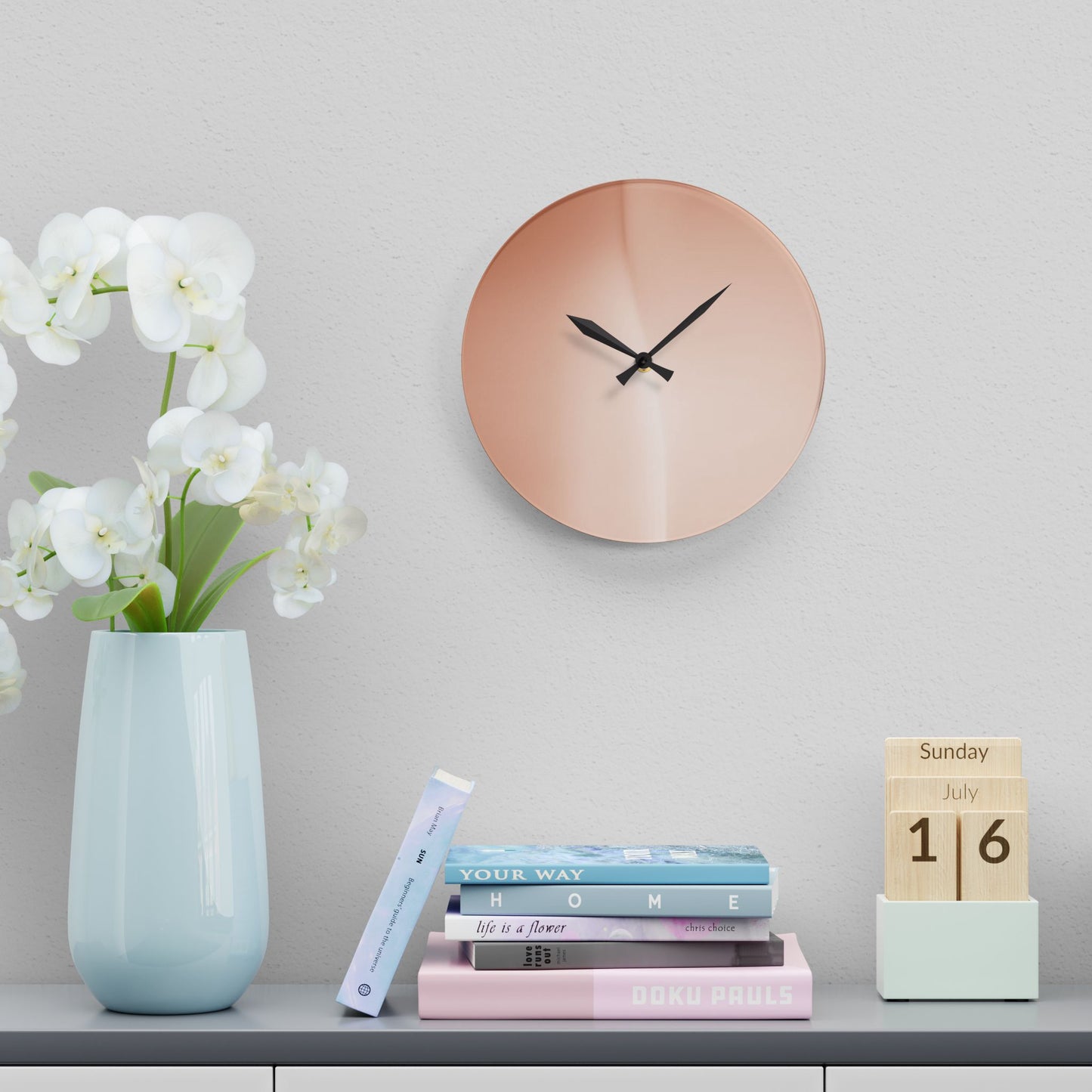 Soft Fade Acrylic Wall Clock, Round or Square, 10.75" x 10.75"